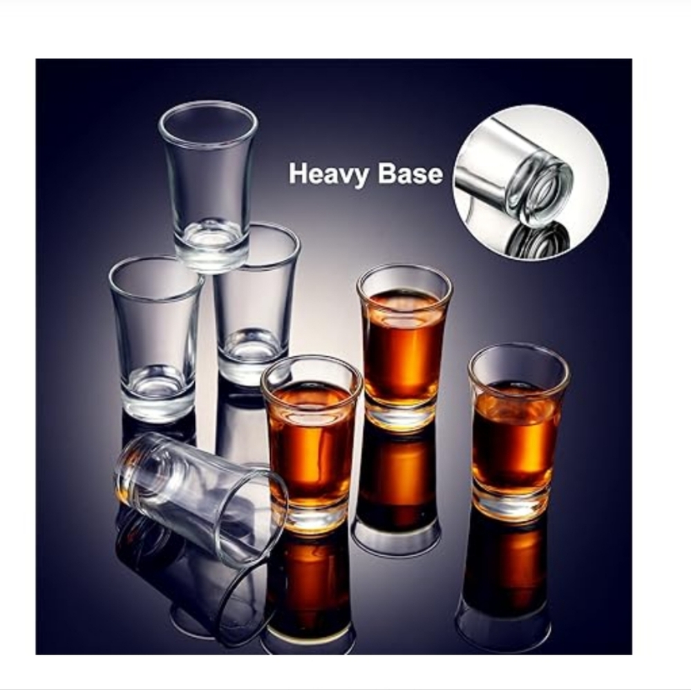 Shot Glass Set of 12 with Heavy Base, 1.5 Ounce Clear Shot| Round Open box